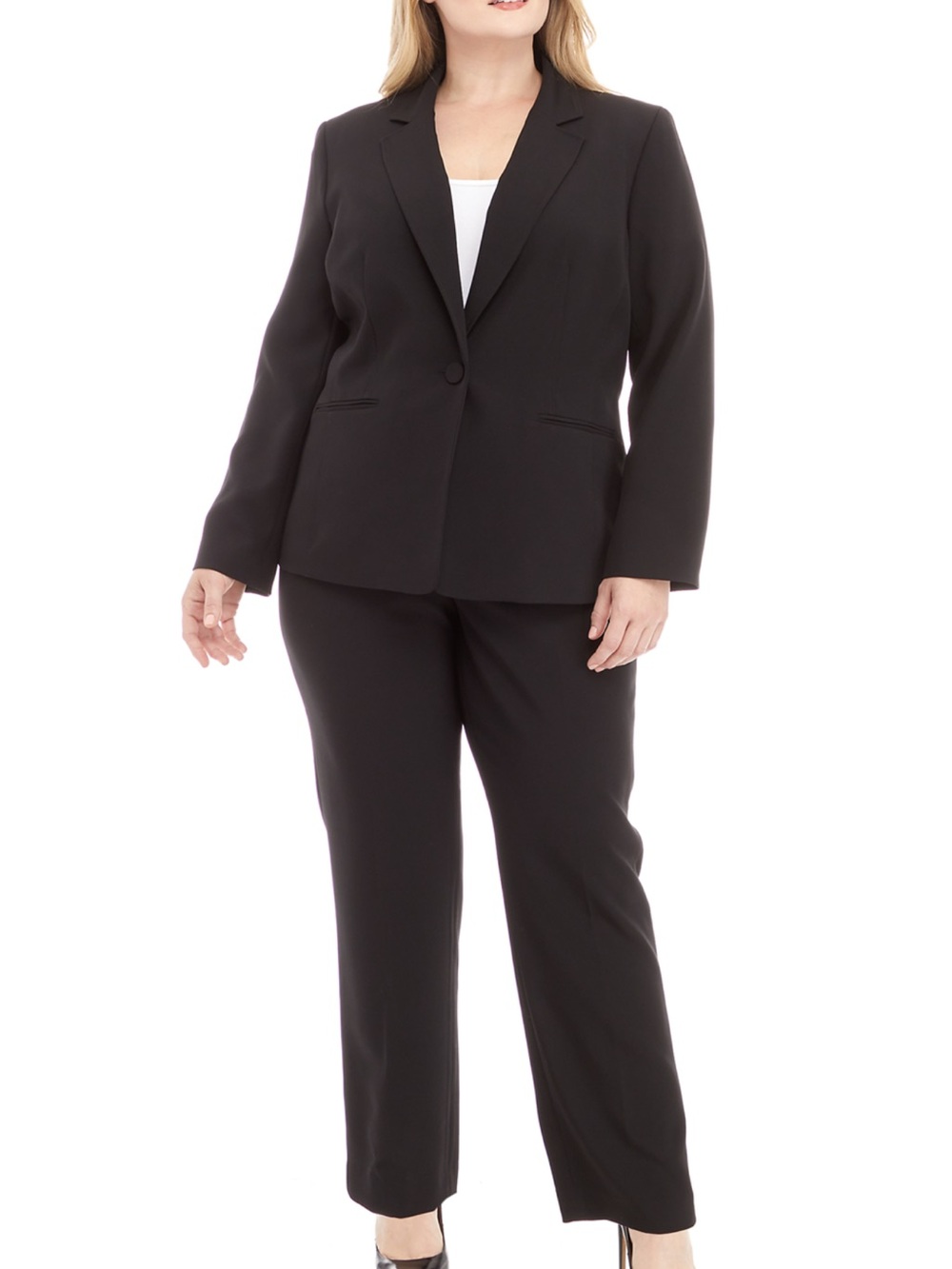 Le Suit Black Women's Pantsuit Two-Piece Set